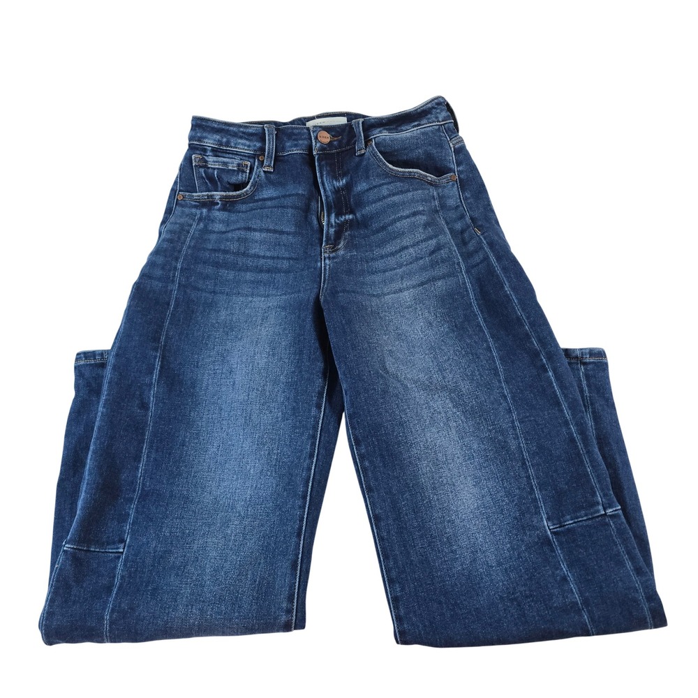 Risen Jeans Womens 5/27 Dark Wash Seam Detail High Rise Straight Leg RDP5933